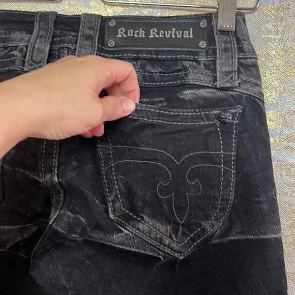 ROCK Revival Rare Black Bat Skinny Jeans Size 25 - Picture 8 of 16